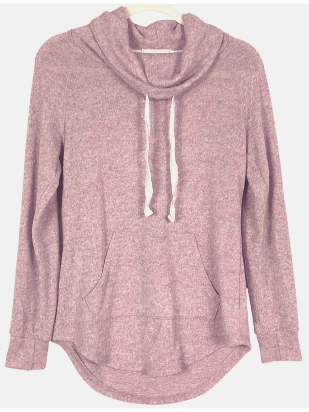 No Comment NY LA Heathered Mauve Cowl Neck Hoodie Sweatshirt Small